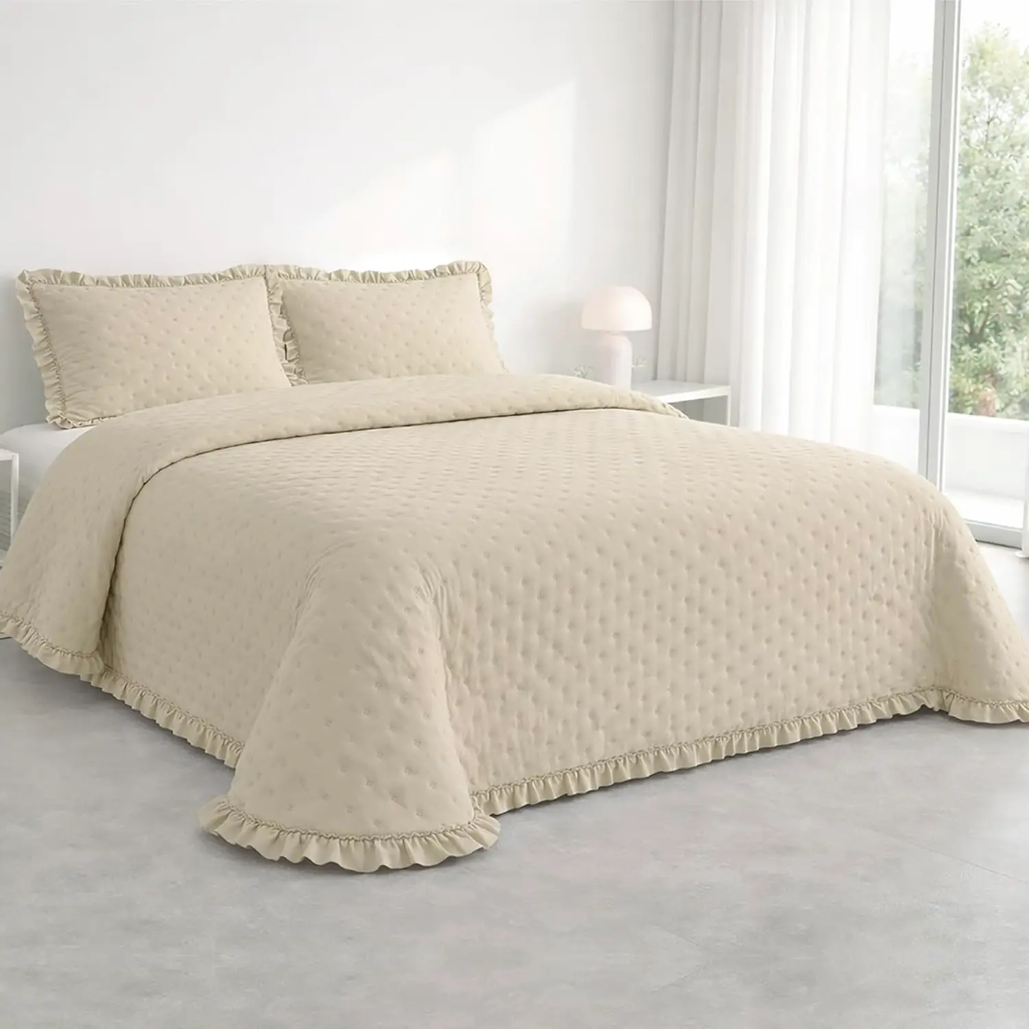 Colcha con Volante Marina Lino – Elegancia y frescura para tu dormitorio 1 Colcha con Volante Marina Lino