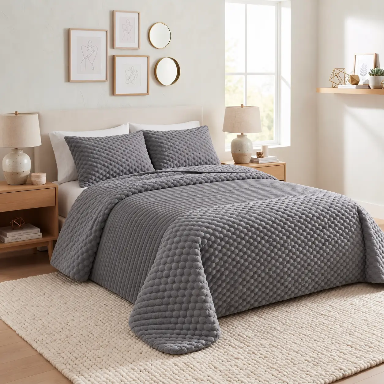 Edredón Sherpa Flannel Dan gris de Karamelo